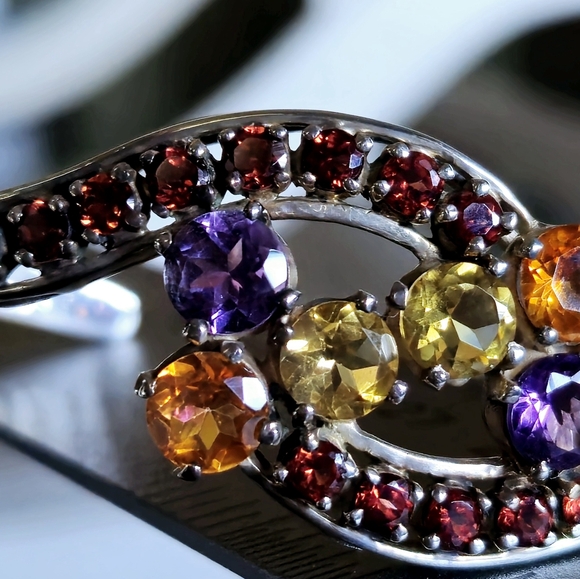 Nicky Butler Designer 925 Sterling Silver Cuff Bracelet Amethyst Garnet Citrine - Picture 2 of 16